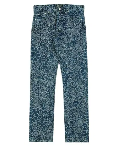 Flowers and Skulls Jacquard Denim Pants