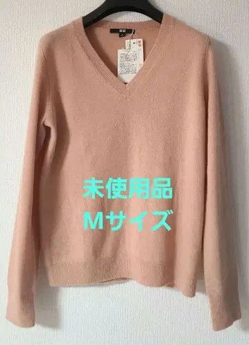 유니클로 캐시미어 100% 핑크 M 스웨터 V넥