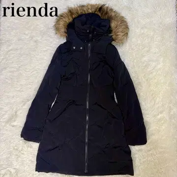 rienda 블랙 다운 코트 보아 안감 퍼 후드