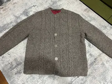 브라운 케이블 니트 가디건