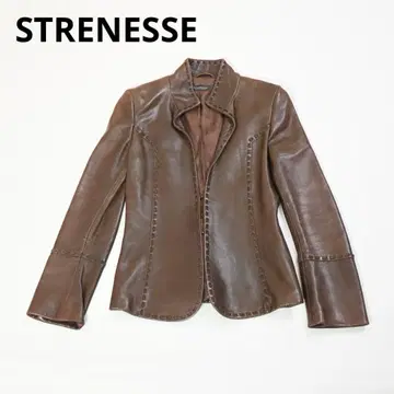 452 STRENESSE 스트라네스 램 가죽 스탠드 카라 자켓