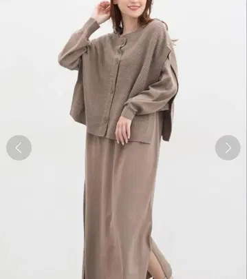 Honeys 베스트 포함 니트 원피스 브라운 M