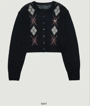 GROVE 25FW UNA ARGYLE CROP CARDIGAN