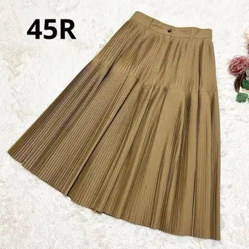 45R 포티 파이브알 플리츠 롱 스커트 베이지 코튼