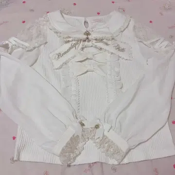 LIZLISA 티아라 리본 리브 컷 블라우스 화이트