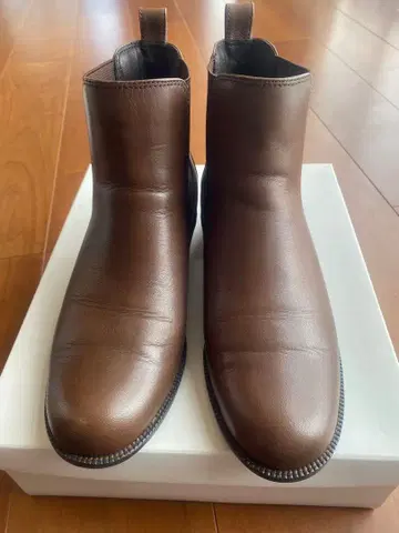 브라운 사이드 고어 부츠 중간 힐