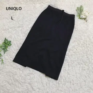 유니클로 타이트 스커트 허리밴딩 심플 면 혼방 무지 고급 L 블랙