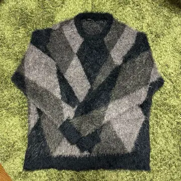 RE: Number (N)ine 아가일 무늬 샤기 니트 스웨터 메