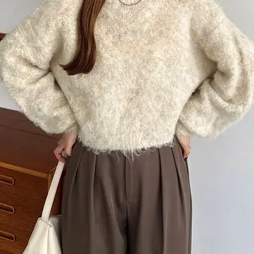 callautia 샤기 숏 니트 M 아이보리 새상품, 미사용