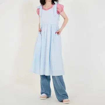 TINA:JOJUN 자수 원피스 스카이블루