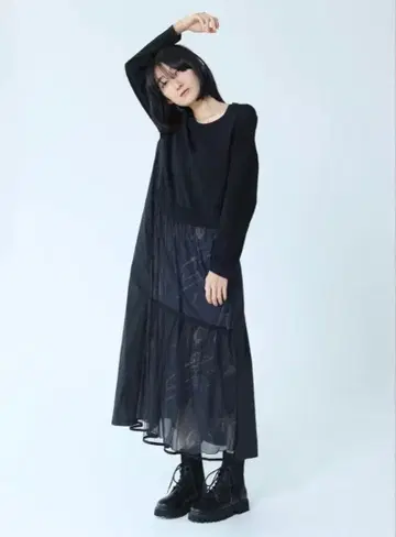 택 포함 새상품 LASUD 시어 레이어드 원피스 야마다야