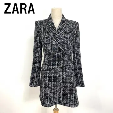 A7334 자라 테일러드 자켓 트위드 블랙 그레이 M