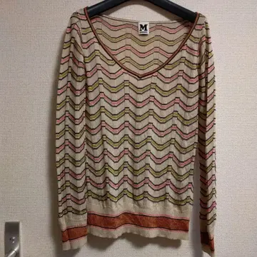 미쏘니 얇은 소재 니트 42 멀티 컬러 V넥