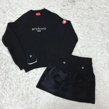 최신 아르치비오 셋업 퍼 니트 블랙 골프 웨어 스커트