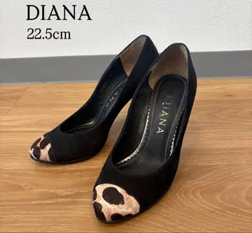 DIANA 레오파드 무늬 펌프스 22.5cm 블랙 힐 고급