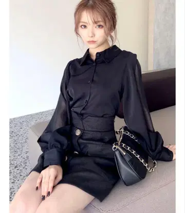 블랙 시어 긴팔 셔츠