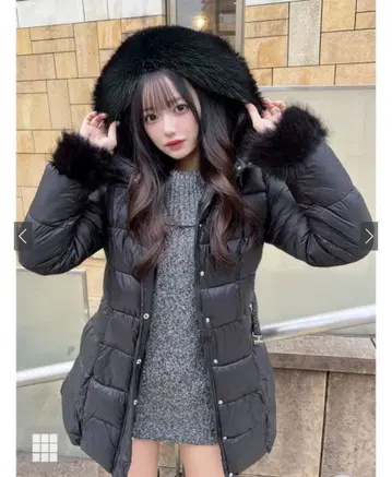 벨트 포함 퍼 A라인 다운 코트 [kd79] S