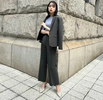 루일 에 부티크 워셔블 베이직 비즈니스 정장 팬츠 세트 다크 그레이