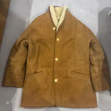 [ 새상품급 ] 최고급 LEONE 스웨이드 무스탕 하프 코트 카멜