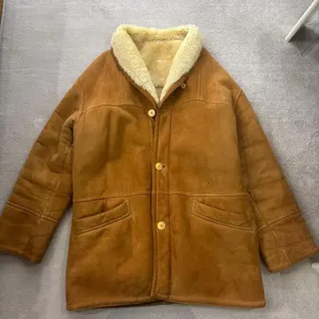 [ 새상품급 ] 레어 최고급 LEONE 스웨이드 무스탕 하프 코트 카멜