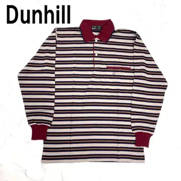 A7352 던힐 긴팔 피케 셔츠 울 보더 베이지 네이비 빨간색 S