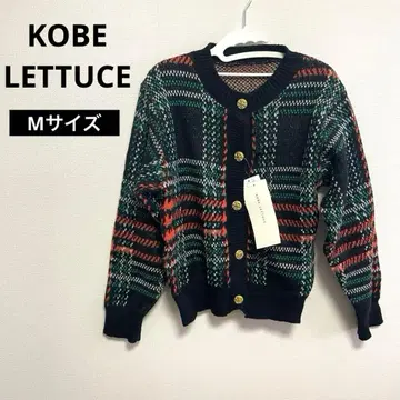 고베 레터스 체크 무늬 자켓 라이크 니트 가디건 레드 M 사이즈