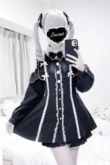 [ MA*RS ] 비쥬 버튼 어깨 프릴 셋업 - 블랙