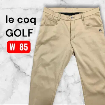 새상품급 르꼬끄 골프 안감 부착 팬츠 W85 베이지 스티치 디자인