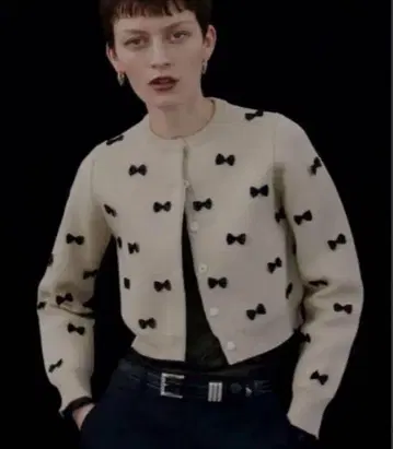 ameri vintage MANY RIBBON SHORT KNIT TOP