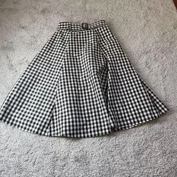 [ Mystrada ] 깅엄 체크 플레어 스커트 벨트 포함