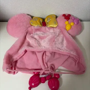 미키 귀 달린 핑크 플리스 모자