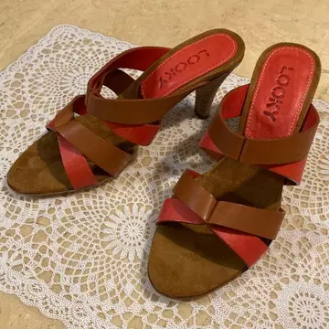 구하기 어려움 LOOKY 루키 브라운 레드 스트랩 샌들