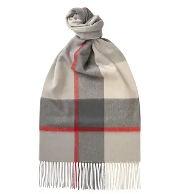 [ 새상품 ] Joshua Ellis 캐시미어 체크 스톨 그레이 x 레드