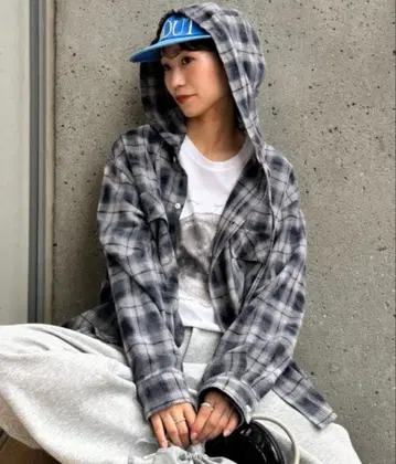 CIAOPANIC TYPY 후드 부착 체크 셔츠