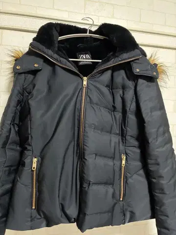 ZARA 퍼 후드 다운 자켓 XL