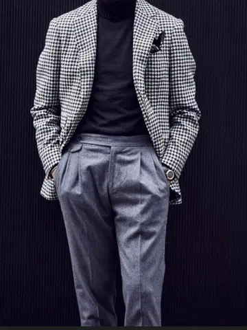 거의 미사용 하운드투스 체크 자켓 화이트 블랙