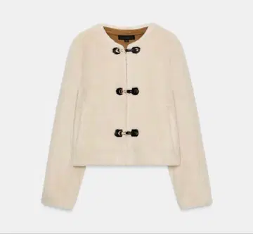 ZARA 토글 버튼 인조 모피 자켓 에크루 M 사이즈