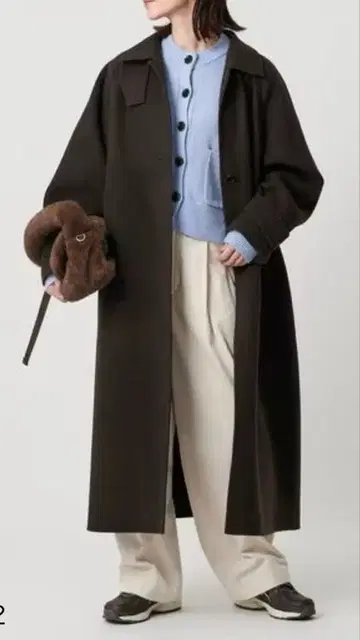 리버스 텐 칼라 롱 코트 브라운 S 사이즈