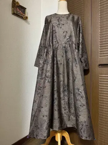 본고장 오시마 명주 진흙 염색 롱 원피스 9말기