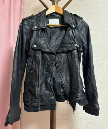 JET LABEL 양가죽 램 가죽 라이더 자켓 38 여성용 블랙