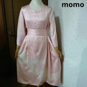 순수 실크 호몬기 허리 리본 포함 턱 원피스 기모노 리메이크