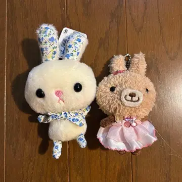 [헤이세이 레트로] 토끼 봉제 인형 키링 2개 세트