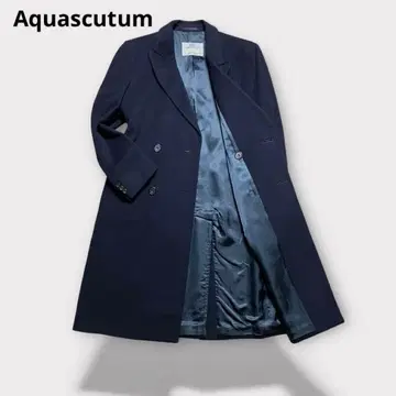 [ 퓨어 램스울 영국제 ] 아쿠아 스큐텀 더블 체스터 코트 L 사이즈