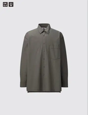 유니클로 U 브로드 오버사이즈 셔츠 올리브 L