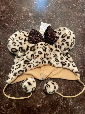 디즈니 팬캡 레오파드 무늬 브라운