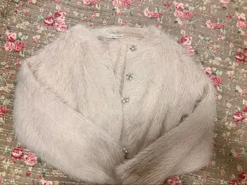 윌 셀렉션 핑크 샤기 니트 가디건