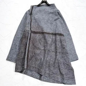 새상품급 모유르 울 코트 아트 디자인 변형 비대칭 겉옷