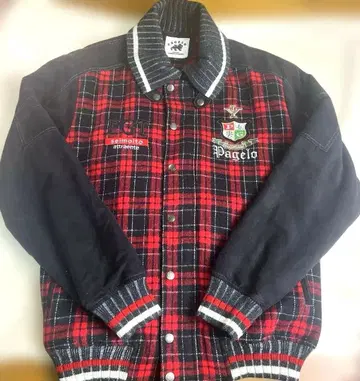 Pagelo 체크 무늬 바시티 자켓 헤이세이 y2k 아우터 겉옷 절개