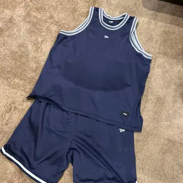 뉴에라 탱크탑&하프 팬츠 셋업 농구 네이비 XL