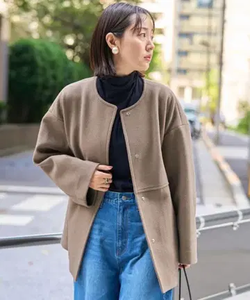 coen 라이트 멜톤 노카라 미들 코트